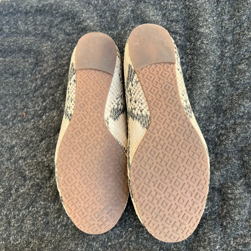 Tory Burch Snake-Print Flats with Gold Logo Medallions
